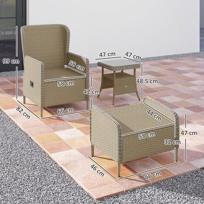Rattan Garden Furniture Set with Footstools Armchairs Light Grey