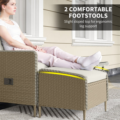 Rattan Garden Furniture Set with Footstools Armchairs Light Grey