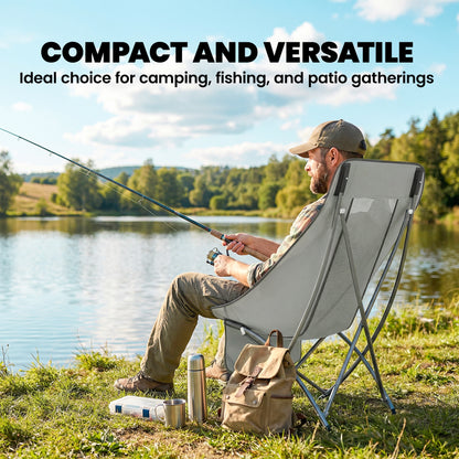 Camping Chair Portable with Side Pocket Light Grey