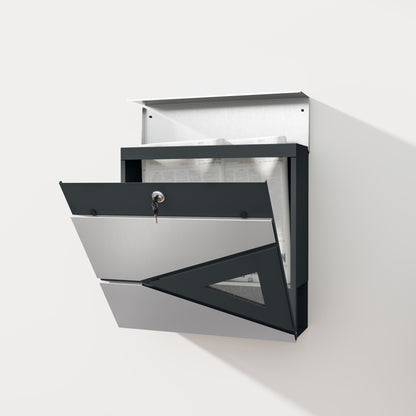 Modern Wall Mounted Post Box, Weatherproof Letterbox with Lock