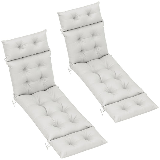 Garden Lounge Chair Cushions Set of 2, 220gsm Fabric, Light Grey
