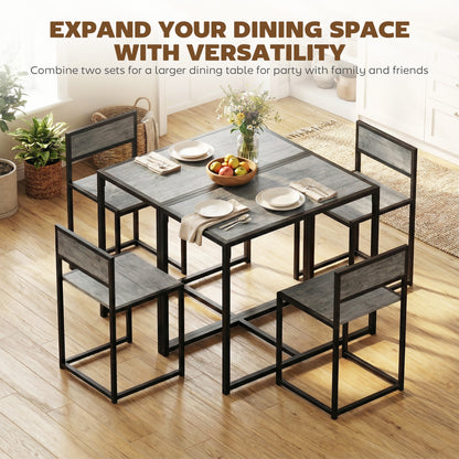 3 Piece Dining Table Set with Metal Frame Charcoal Grey Wood-Effect