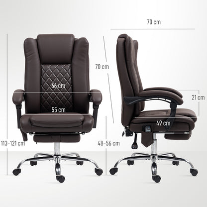 PU Leather Massage Office Chair, Reclining Desk Chair, Brown