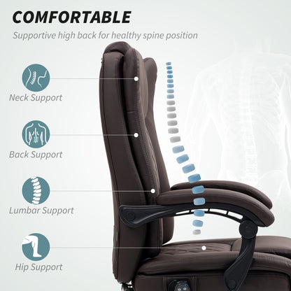 PU Leather Massage Office Chair, Reclining Desk Chair, Brown