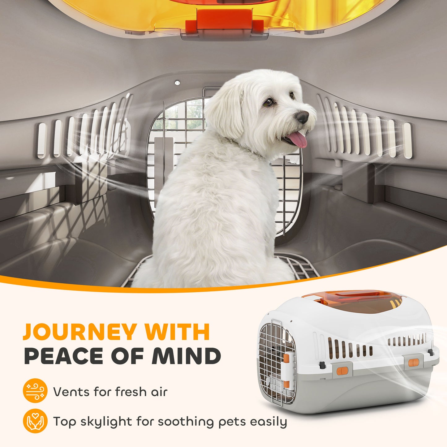 Plastic Pet Carrier, Top Load Hard Shell Cat Carrier, Max 4 KG