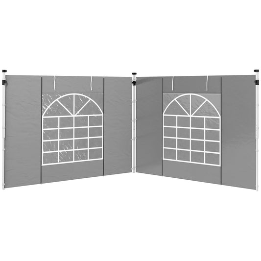 Gazebo Side Panels, 2 Pack Sides Replacement, for 3x3(m) or 3x6m Pop Up Gazebo, with Windows and Doors, Grey