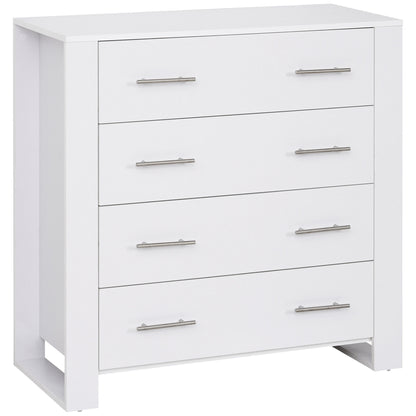 Chest Of 4 Drawers Home Storage Clothes Cabinet Metal Handles Base White