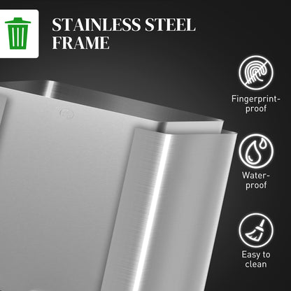 3 x 15L Triple Kitchen Bin Pedal Bin for Recycling and Waste, Silver