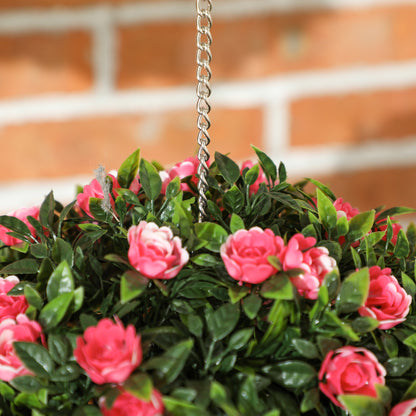 Set of 2 Artificial Plant Topiary Rose Balls, Faux Plants, Pink