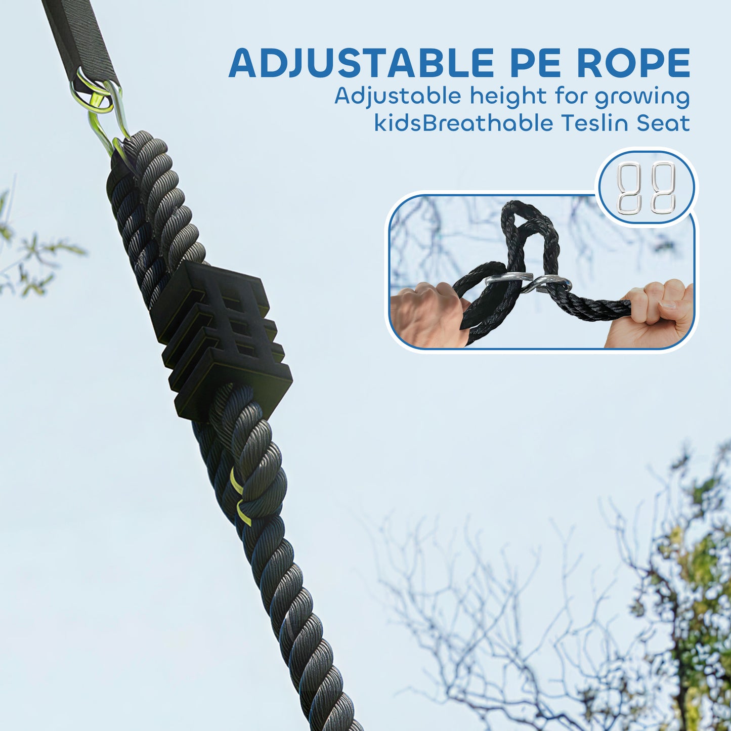 Nest Swing with Adjustable Ropes for Kids, Blue