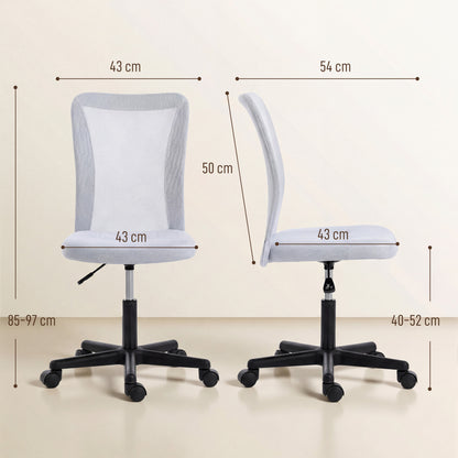 Vinsetto Mesh Office Chair Armless Adjustable Height White