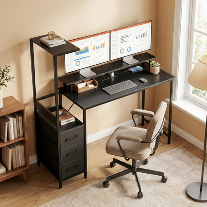 147cm Gaming Desk with Charging Station and RGB Lights, Black