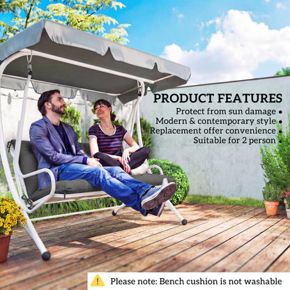 Garden Bench Cushion, Seat Pad with Ties, Black
