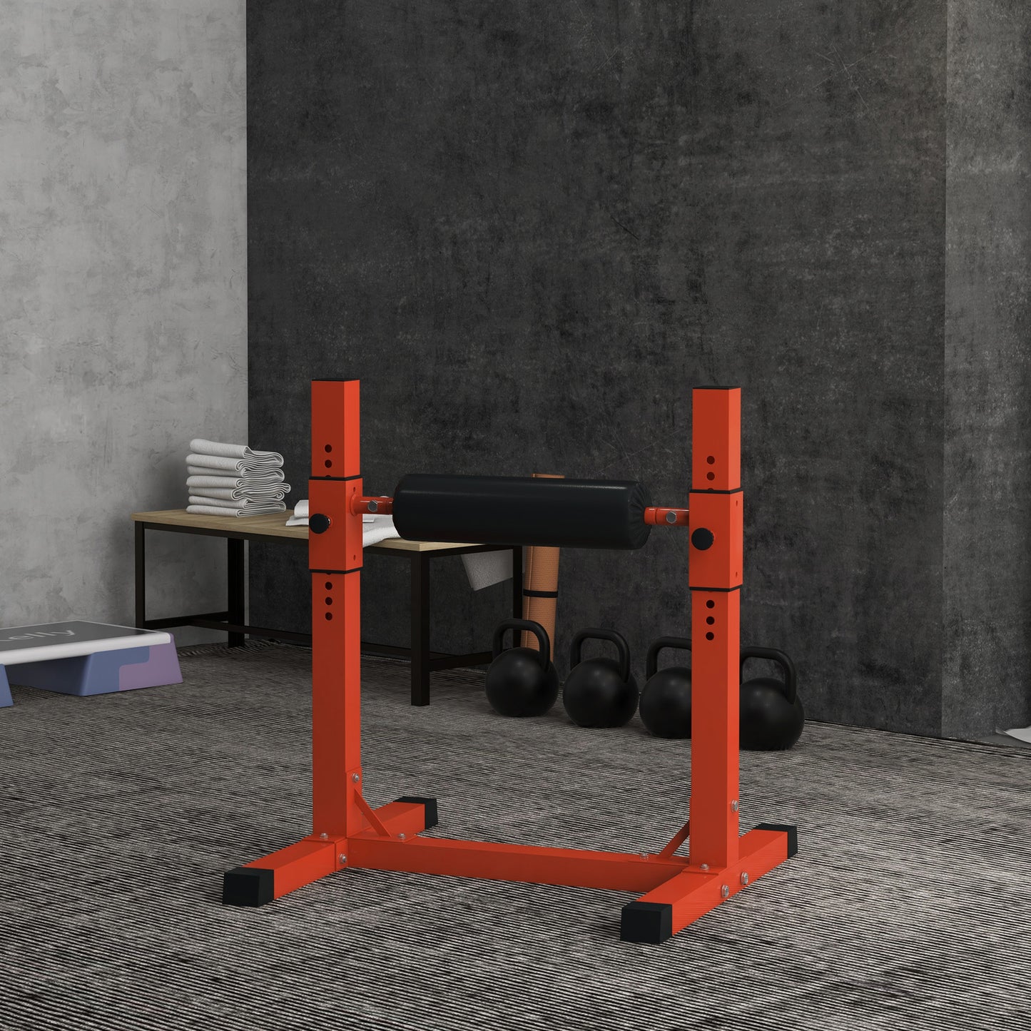 Bulgarian Split Squat Stand, 12-Level Leg Training Machine, Red
