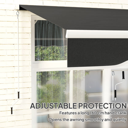 Garden Sun Shade Canopy Retractable Awning, 2.5 x 2m, Black