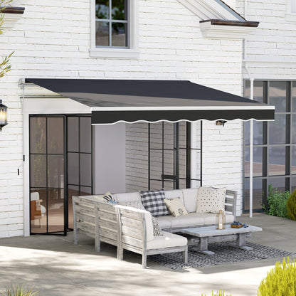 Garden Sun Shade Canopy Retractable Awning, 2.5 x 2m, Black
