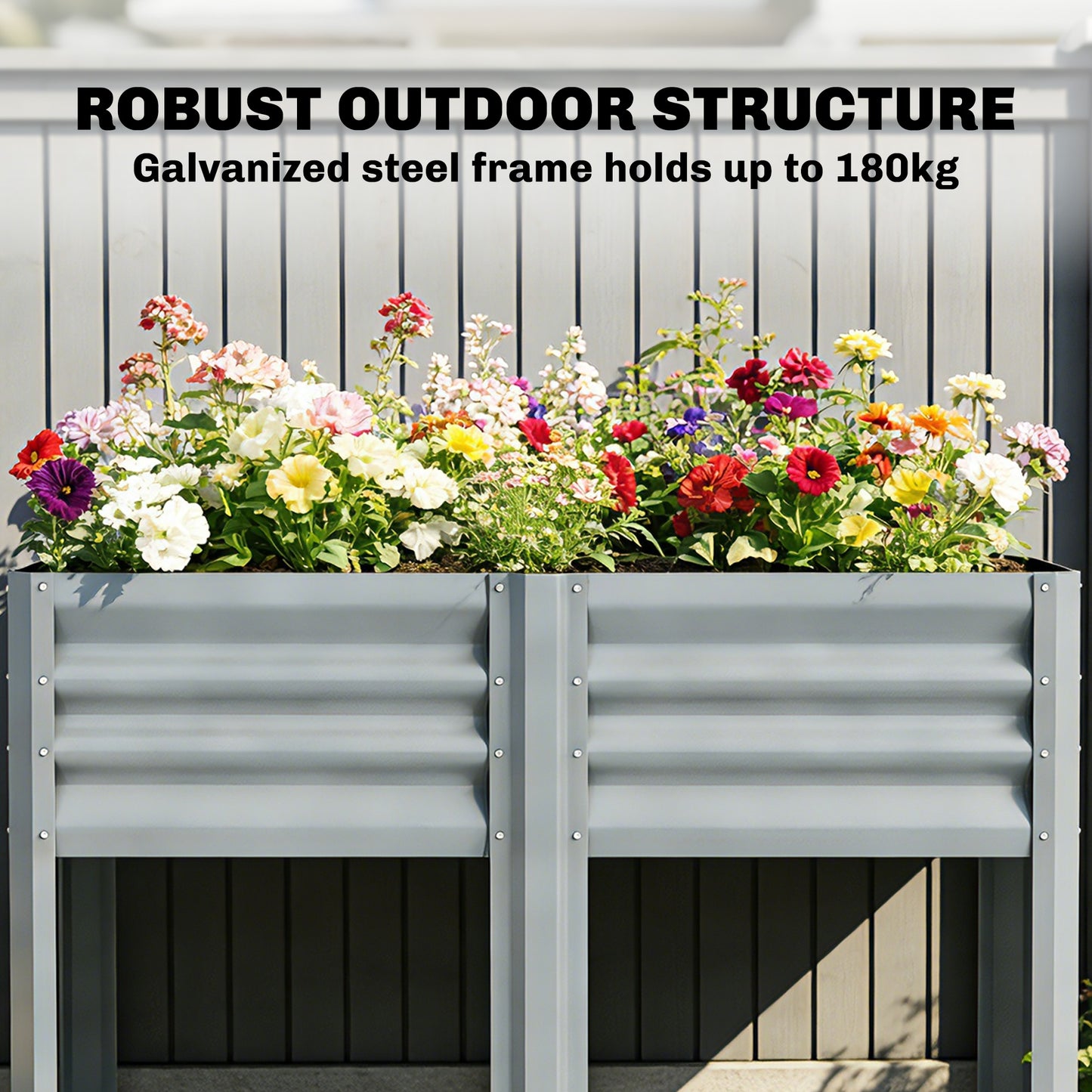 Raised Garden Bed with Storage Shelf 120x55cm Grey