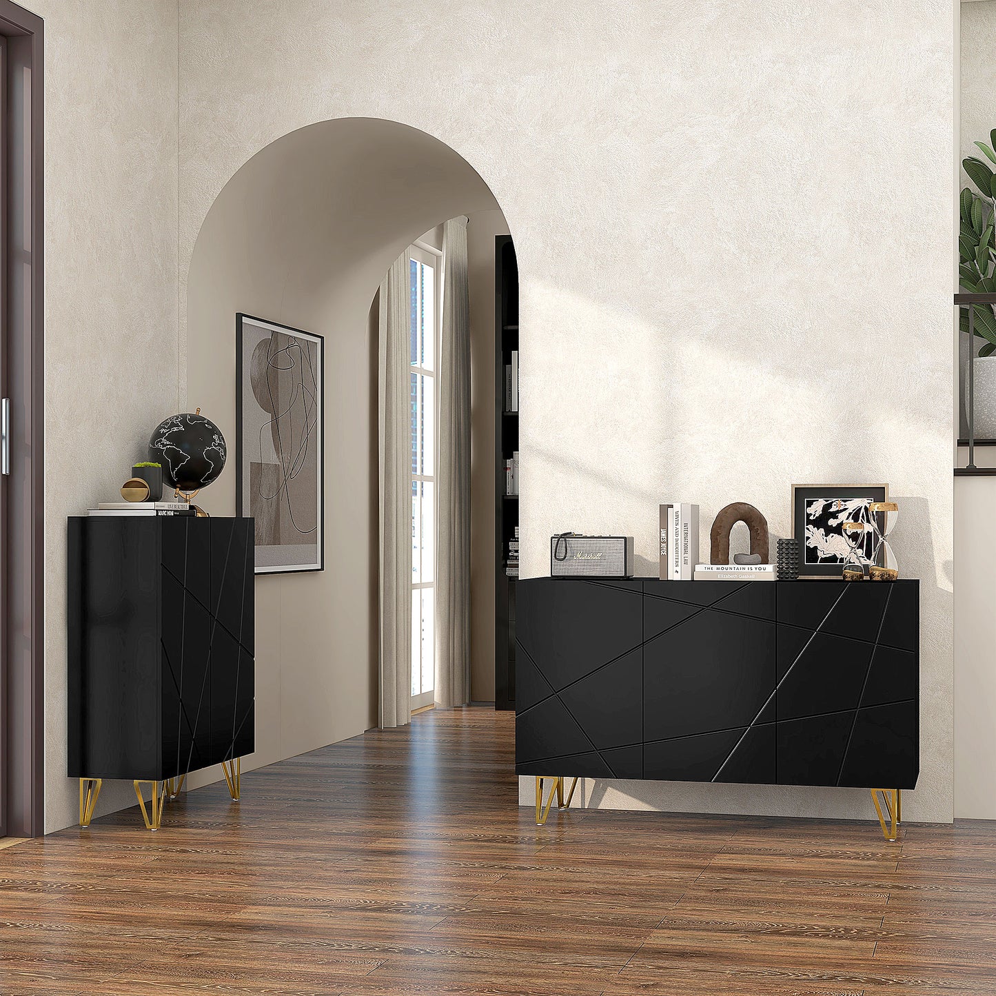 Freestanding Storage Cabinet with Adjustable Shelves for Living Room