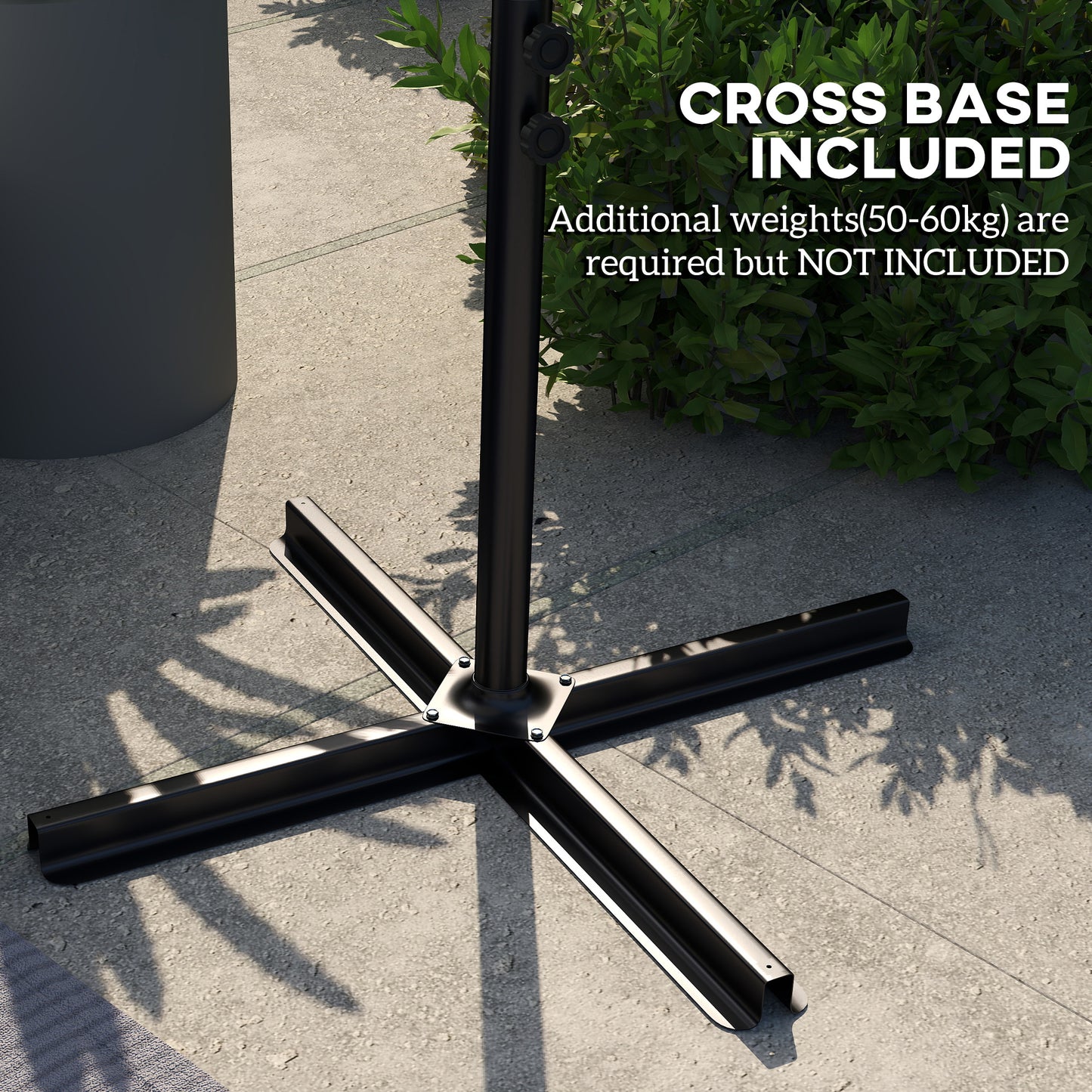 3 m Cantilever Parasol with Cross Base, Crank Handle, Orange