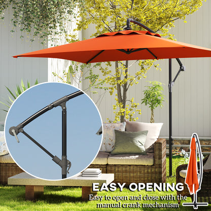 3 m Cantilever Parasol with Cross Base, Crank Handle, Orange