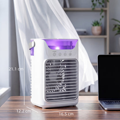 4-in-1 Mini Air Cooler, Portable Air Conditioner for Bedroom, White