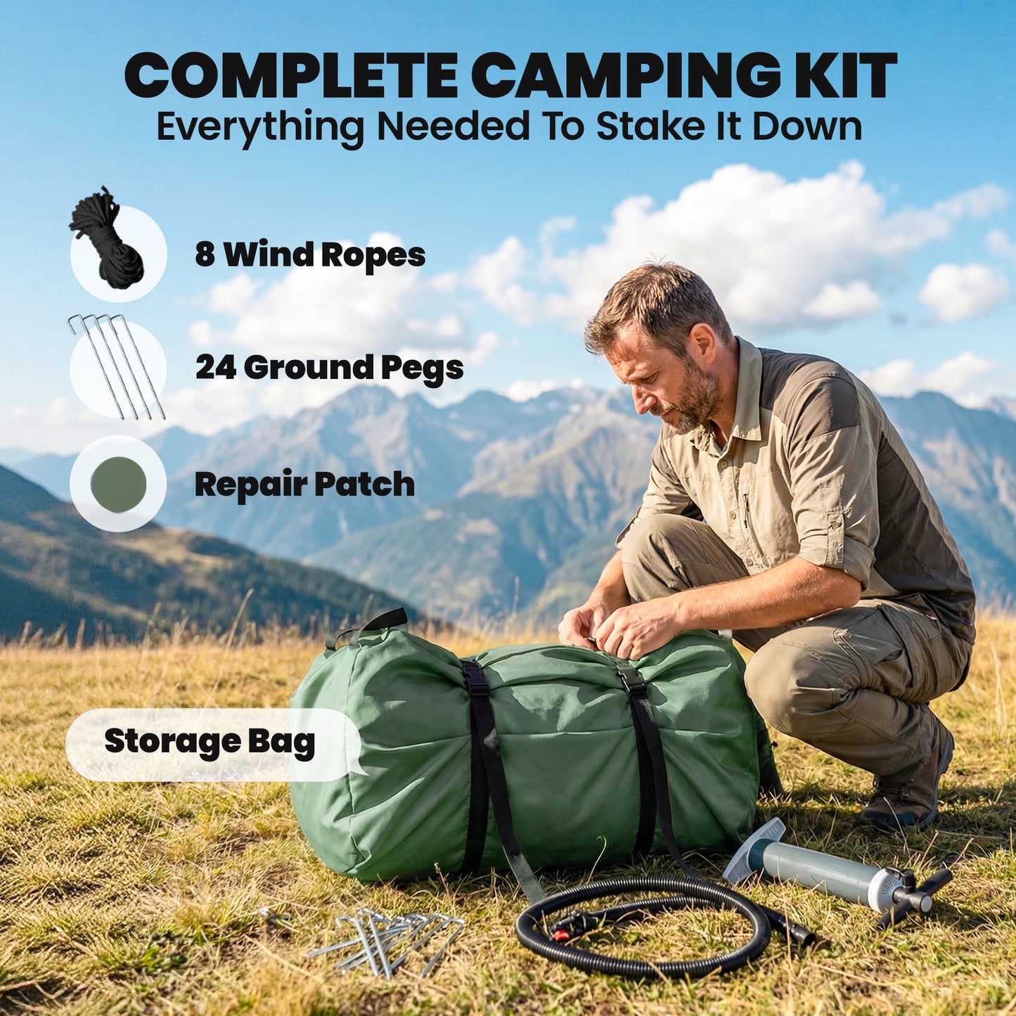 Inflatable Tent, 4 Season Hot Tent 10000mm Waterproof, Green
