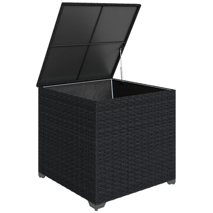 253L Garden Storage Box, Rattan Deck Box with Zipped Liner, Black