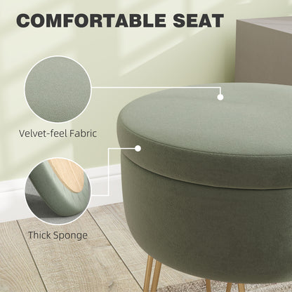 5L Velvet Footstool with Removable Lid for Bedroom, Green