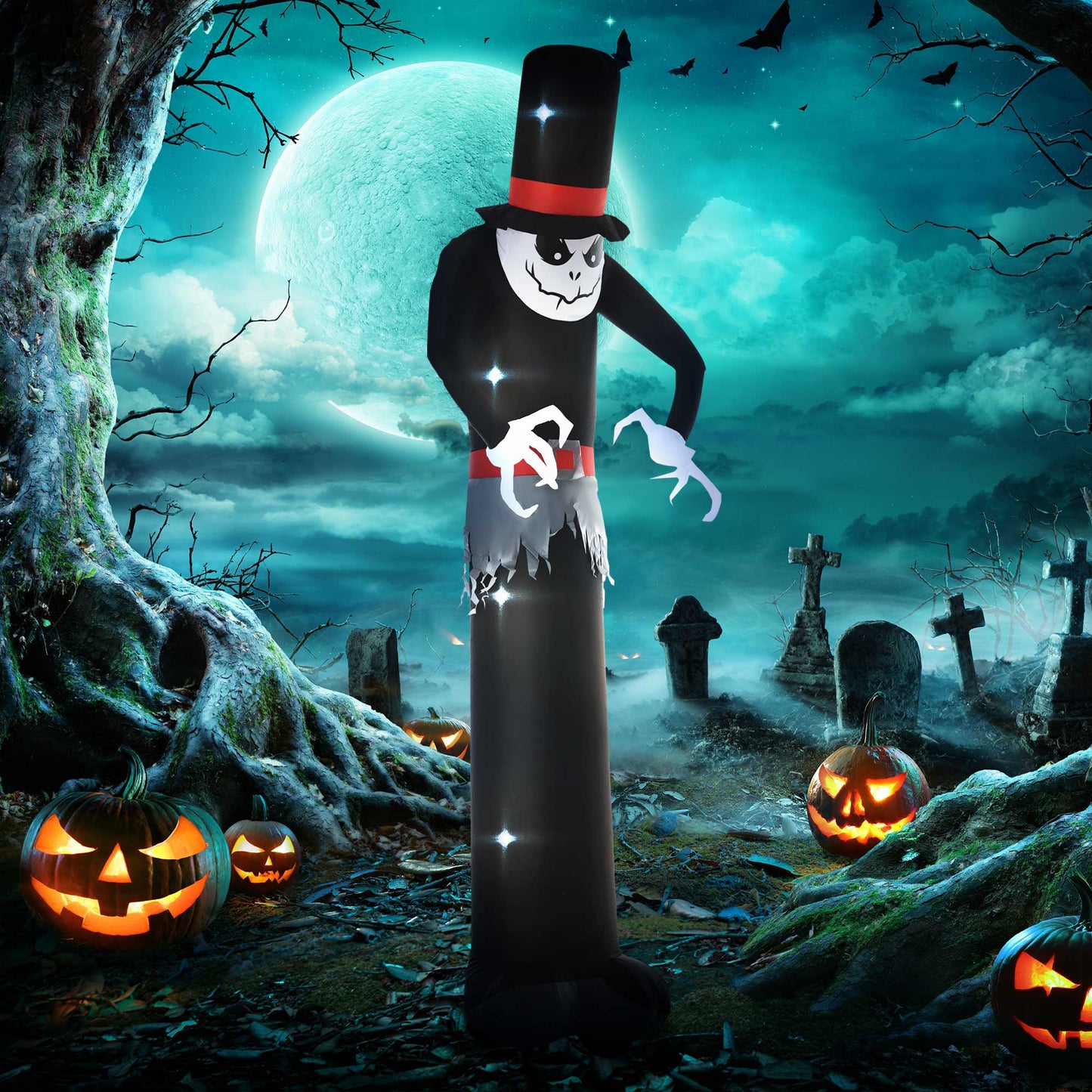 10' Inflatable Halloween Ghost Outdoor Decoration Waterproof LED Light