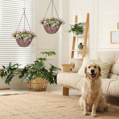 Artificial Flowers in Basket Set of 2 with 75 Leaves and 15 Flowers