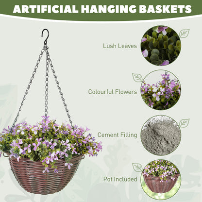 Artificial Flowers in Basket Set of 2 with 75 Leaves and 15 Flowers