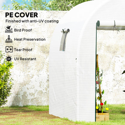 1.8 x 1.8 x 2m Polytunnel Greenhouse with Doors and Mesh Windows