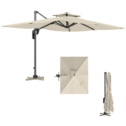 3.7 x 2.7 m Cantilever Parasol w/ 360° Rotation, Black