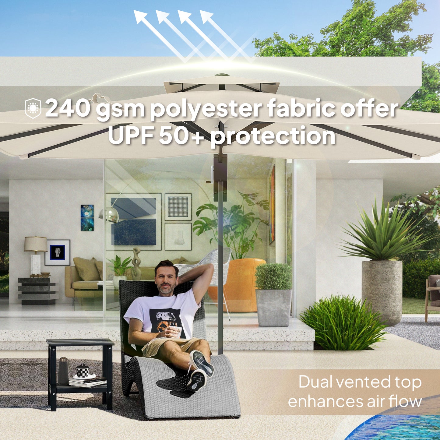 3.7 x 2.7 m Cantilever Parasol w/ 360° Rotation, Black