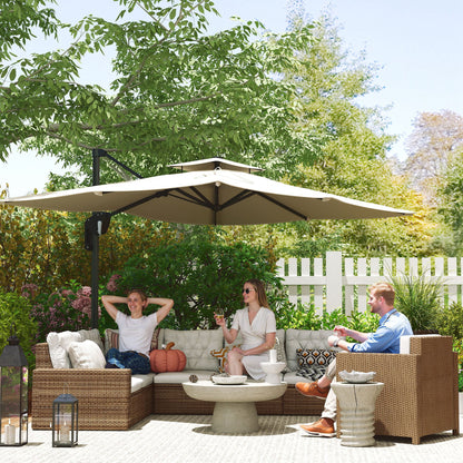 3.7 x 2.7 m Cantilever Parasol w/ 360° Rotation, Black