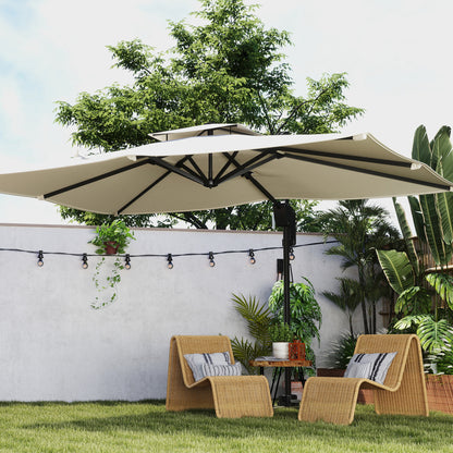 3.7 x 2.7 m Cantilever Parasol w/ 360° Rotation, Black