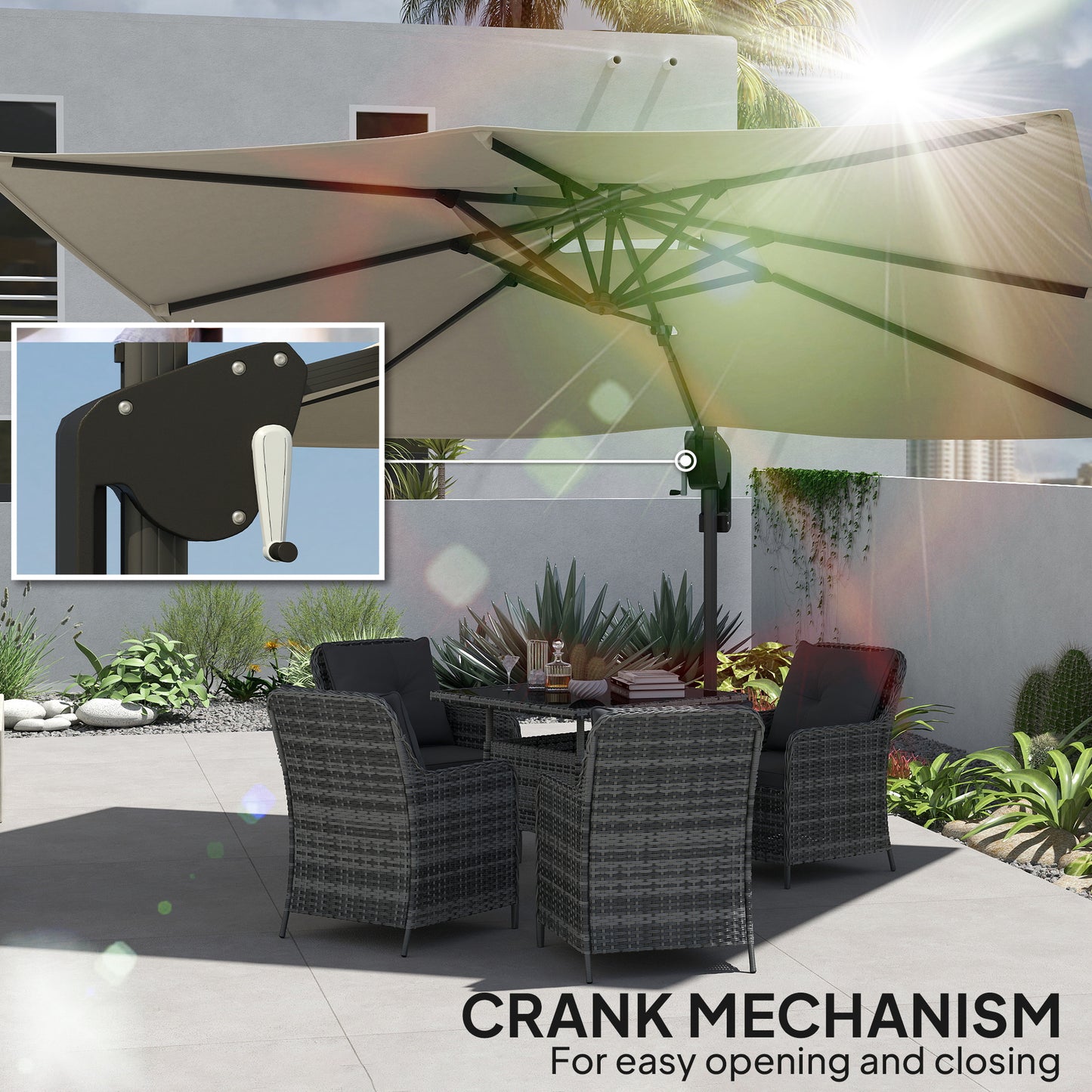 3.7 x 2.7 m Cantilever Parasol w/ 360° Rotation, Black