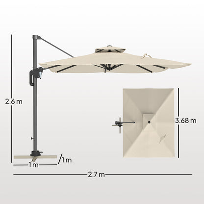 3.7 x 2.7 m Cantilever Parasol w/ 360° Rotation, Black