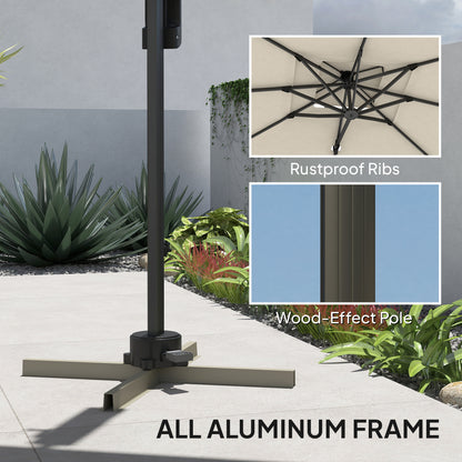 3.7 x 2.7 m Cantilever Parasol w/ 360° Rotation, Black