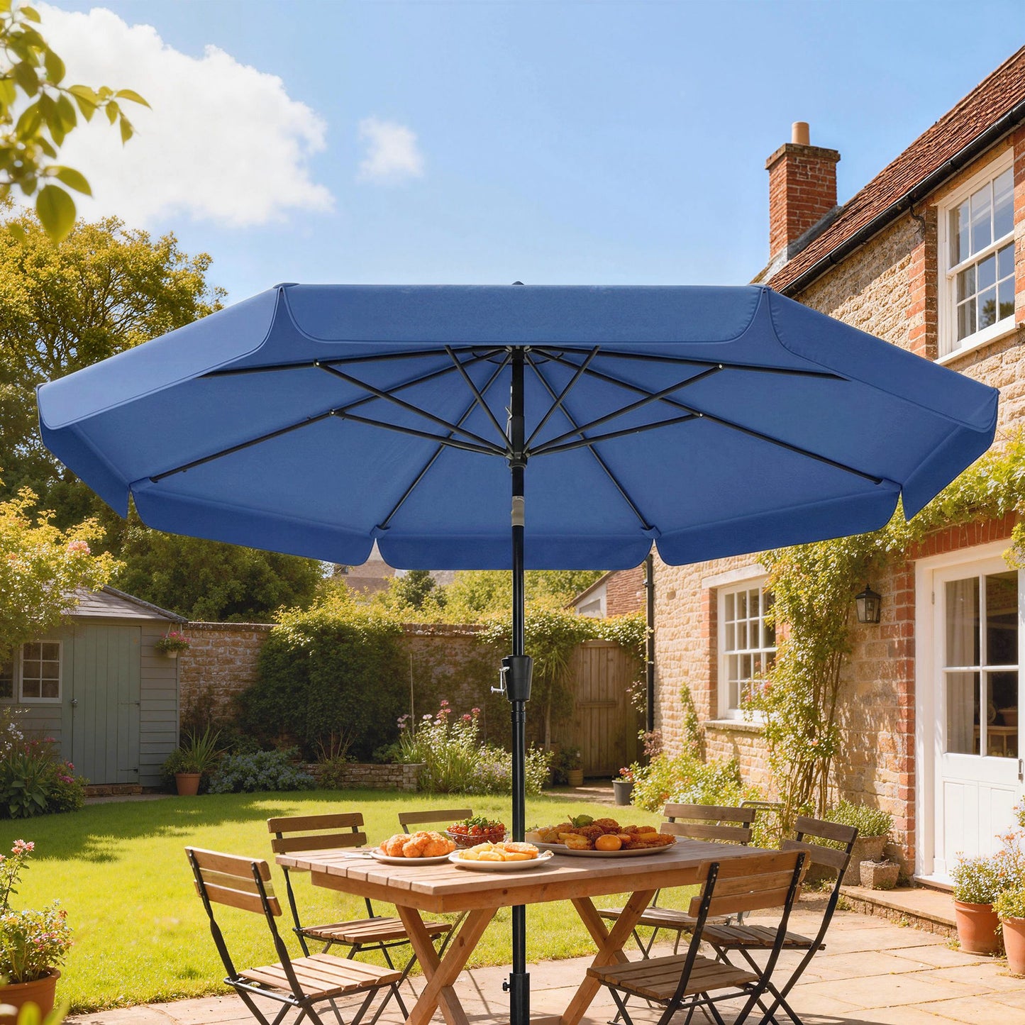 3 m Garden Parasol with Tilt & Crank, UPF30+ Outdoor Table Umbrella