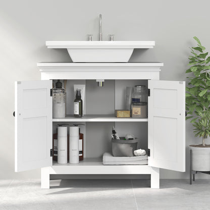 2-Tier Bathroom Sink Cabinet, Freestanding Storage Cabinet, White