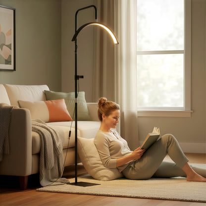 RGB Floor Lamp with 3 Rotatable Head, Modern Standing Lamp, Black