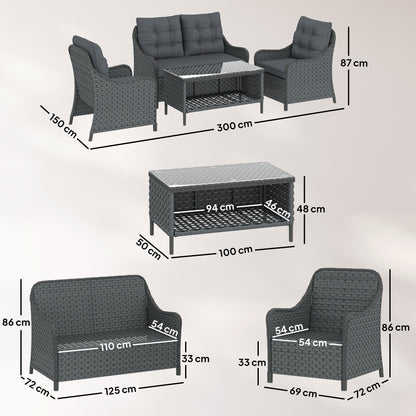 4 Piece Rattan Patio Furniture Set with Removable Cushion Covers