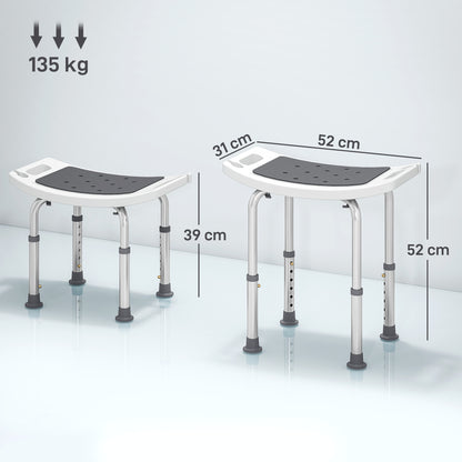 Adjust Aluminium Bath Stool Shower Non-Slip w/ Shower Hole, Grey