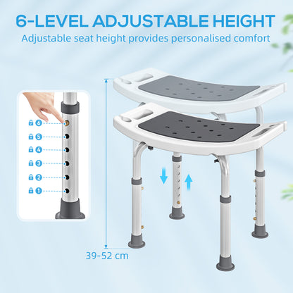 Adjust Aluminium Bath Stool Shower Non-Slip w/ Shower Hole, Grey