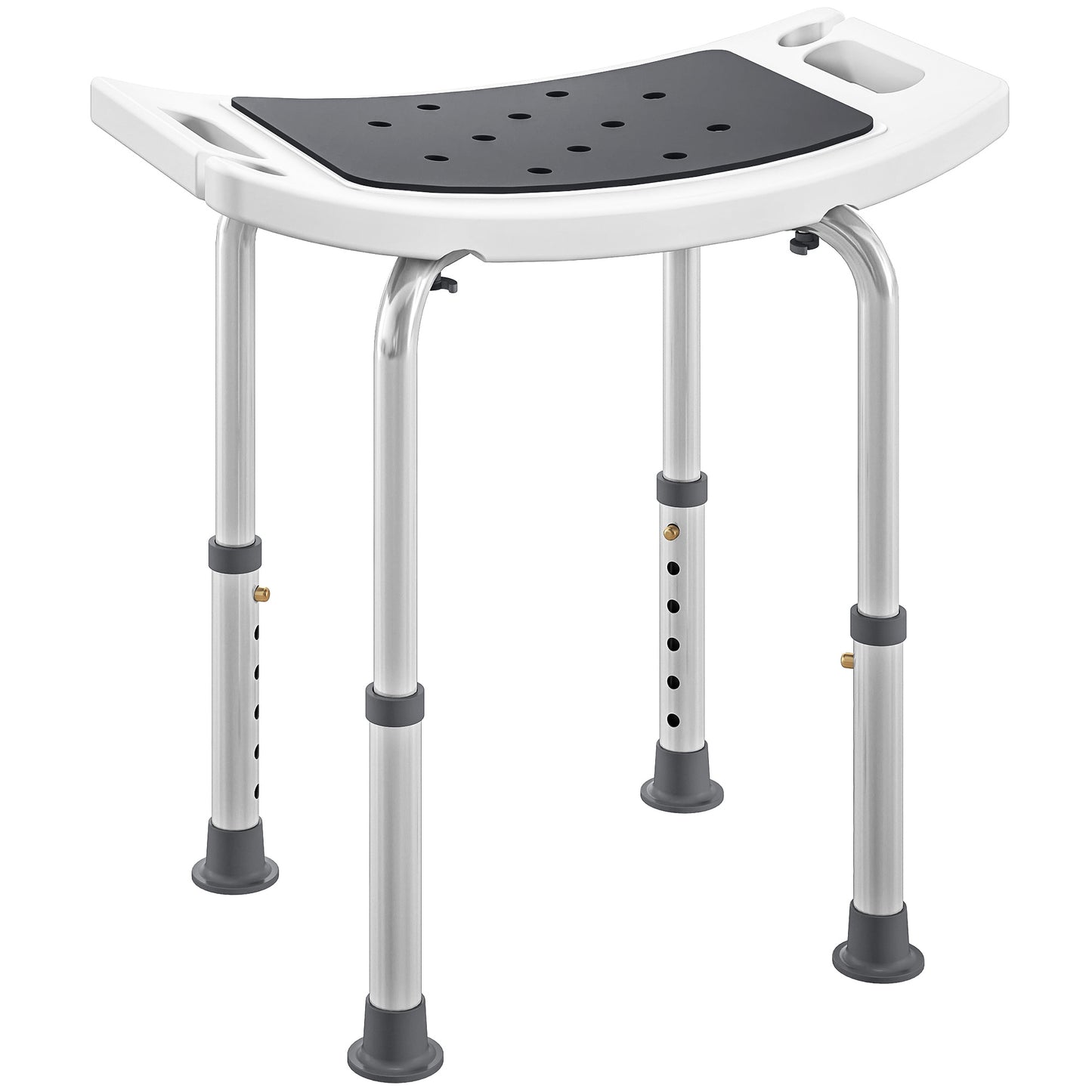 Adjust Aluminium Bath Stool Shower Non-Slip w/ Shower Hole, Grey