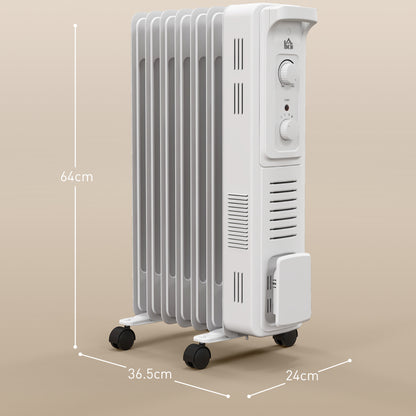 7 Fin Portable Oil Filled Heater Radiator, Energy Efficient, White