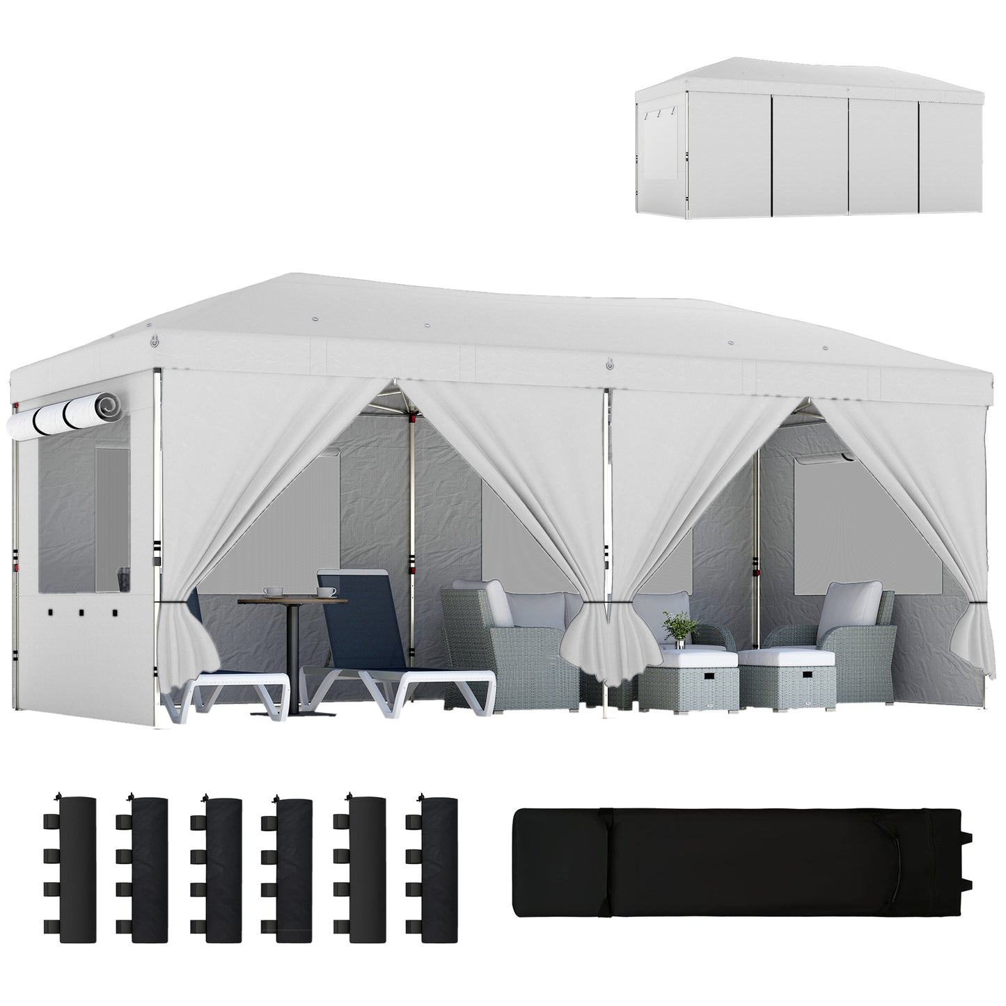 3 x 6 m Pop Up Gazebo, UPF50+ Wedding Party Tent Marquee, White