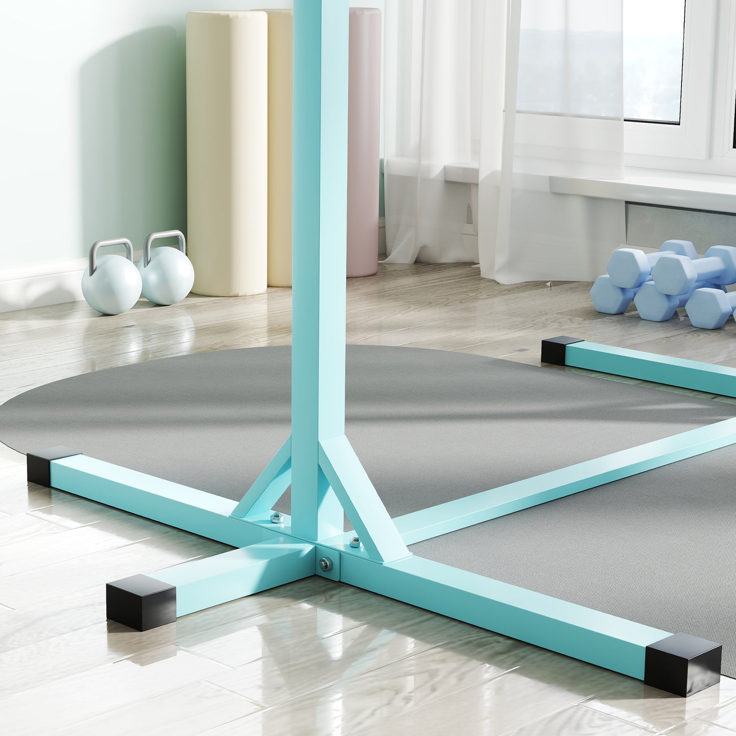 Adjustable Kids Gymnastics Bar Horizontal Training Steel, Light Blue