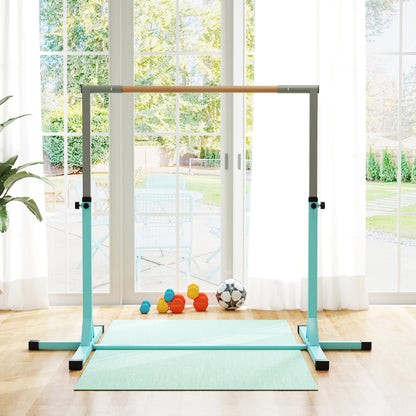 Adjustable Kids Gymnastics Bar Horizontal Training Steel, Light Blue